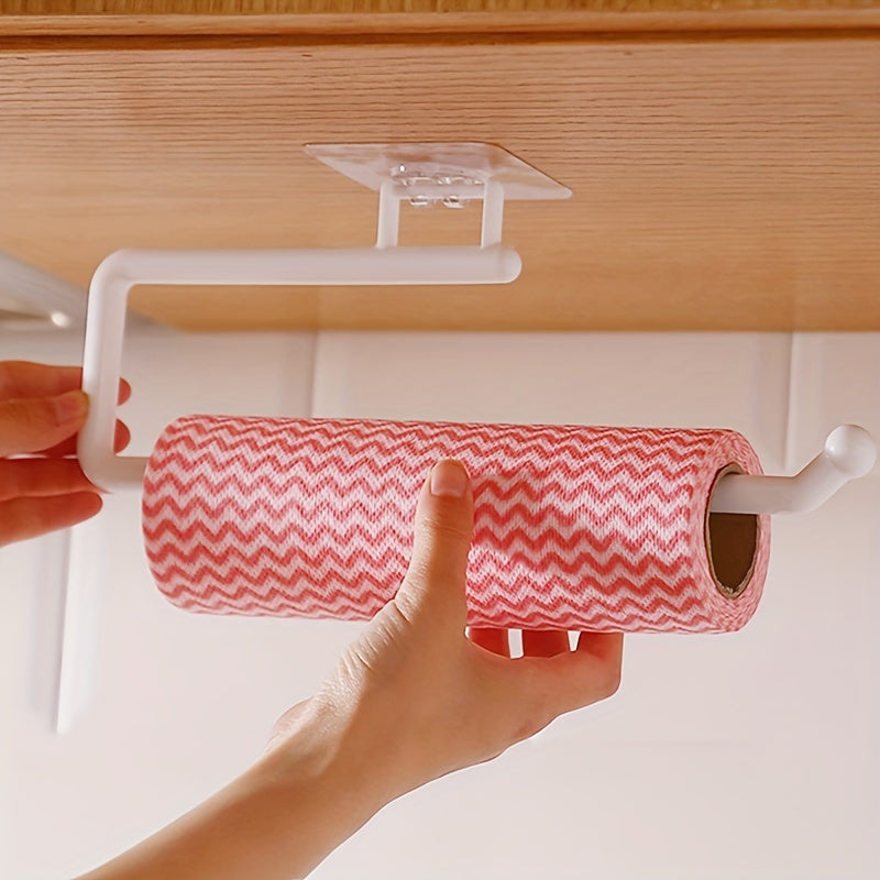 Wall Mounted Kitchen Organizer No-Drill Paper Towel and Wrap Holder Compact Storage