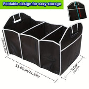 Black Foldable Car Storage Organizer with Mesh Pockets Large Capacity