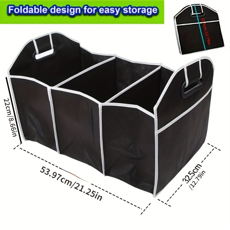 Black Foldable Car Storage Organizer with Mesh Pockets Large Capacity