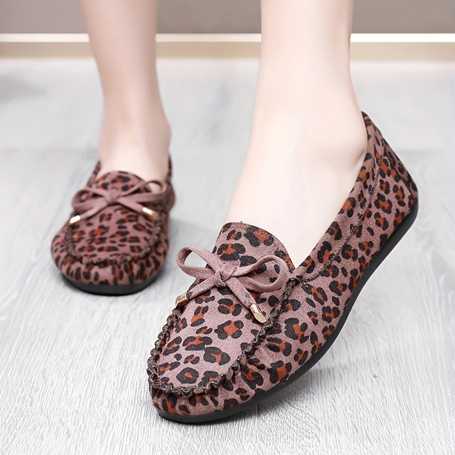 Women's Leopard Print Slip-On Loafers Lightweight Casual Non-Slip Shoes