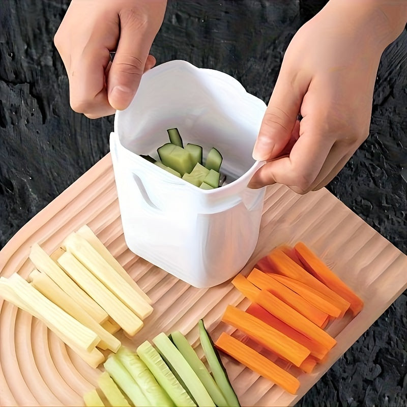 White French Fry Cutter with Lid 44 Grid Stainless Steel Potato Slicer Kitchen Gadget