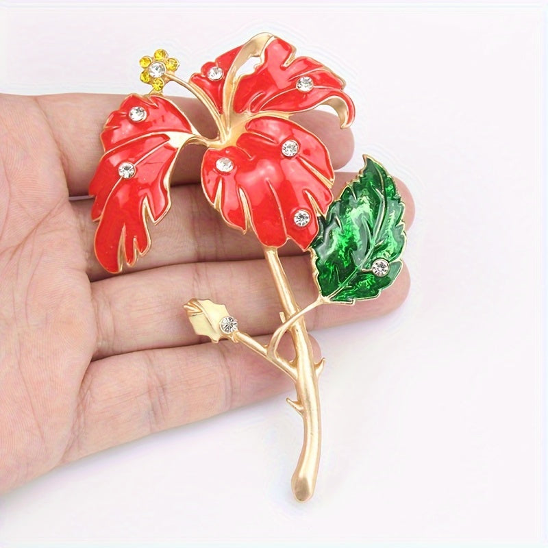 Rangli toshlar bilan bezatilgan emalgul gull brosh pin, noaniq shakl, oltin qoplamali, palto va kurtkalar uchun