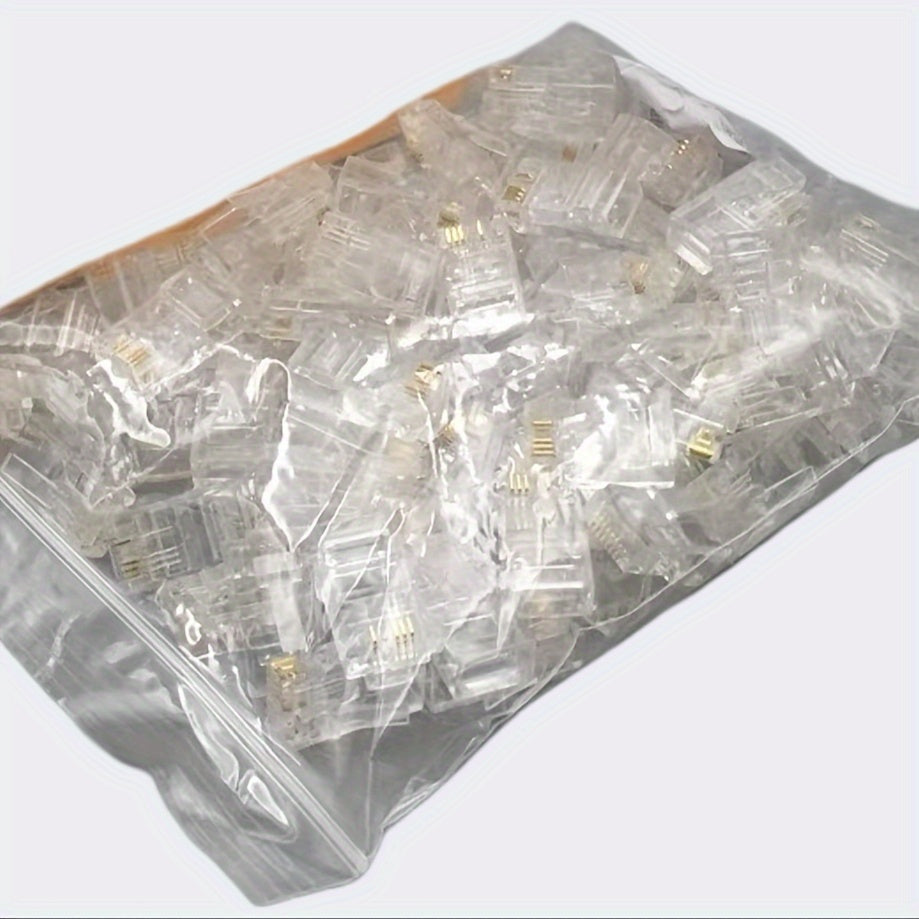 100-Pack RJ45 Pass-Through Ethernet Connectors for Cat6 Cat5 UTP Gold-Plated