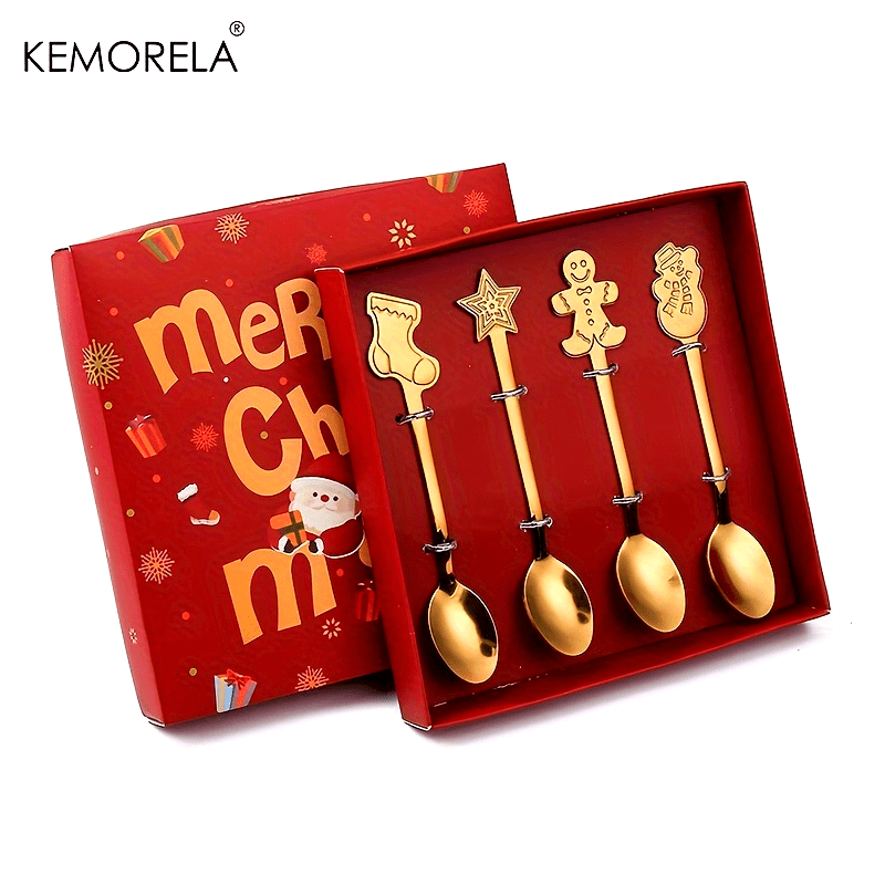 Stainless Steel Mini Fork and Spoon Set 4/6 Pcs Cartoon Design for Holiday Gifts
