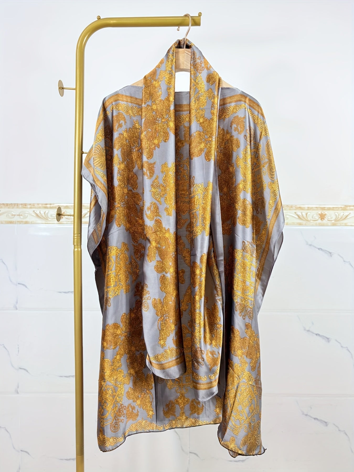 Блузка женская больших размеров с цветочным принтом из полиэстера, с пышными рукавами и свободным кроем, повседневный топ