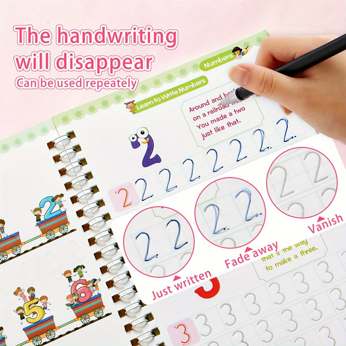Children's Practice Copybooks Set with Reusable 3D Groove Writing Pad for Kids Ages 3-6