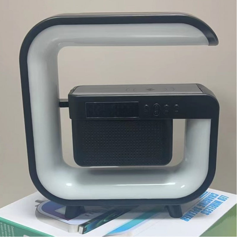 Wireless Music Table Lamp with Atmosphere Light Alarm Clock and TF Card Slot Black or White