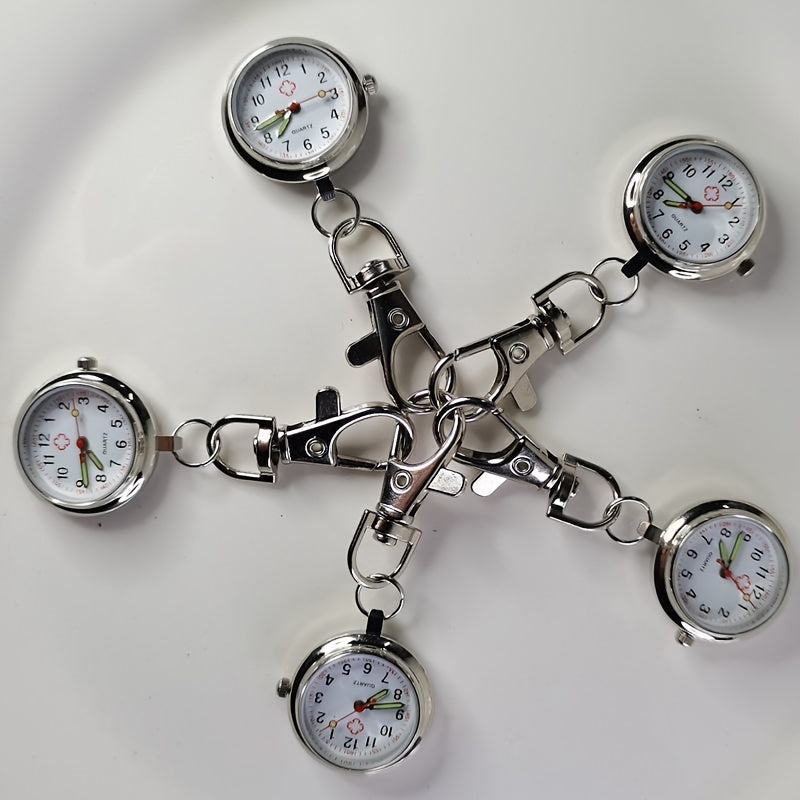 Nurse Student Pocket Watch with Keychain Hook and Clear Dial