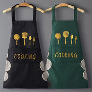 Large Waterproof PVC Cooking and Baking Apron for Women with Wipe Pockets
