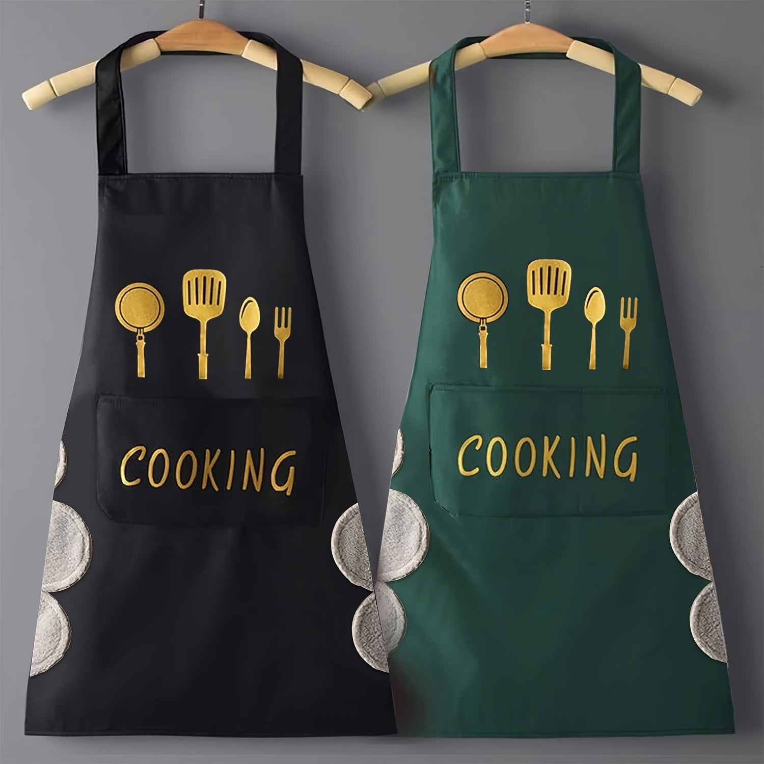 Large Waterproof PVC Cooking and Baking Apron for Women with Wipe Pockets