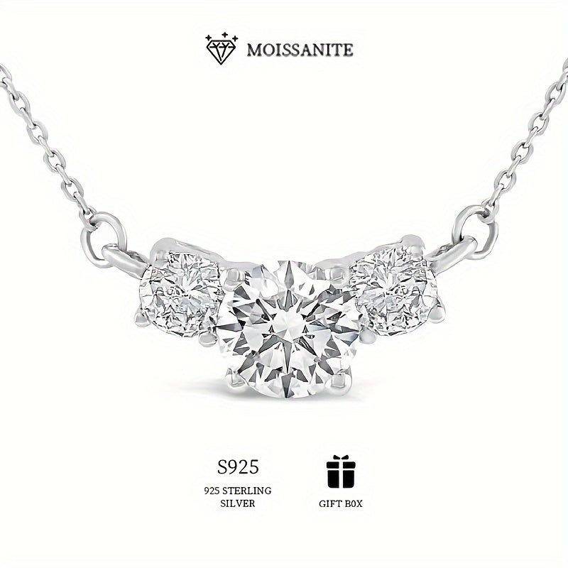 Sterling Silver Necklace with Moissanite Accent for Women