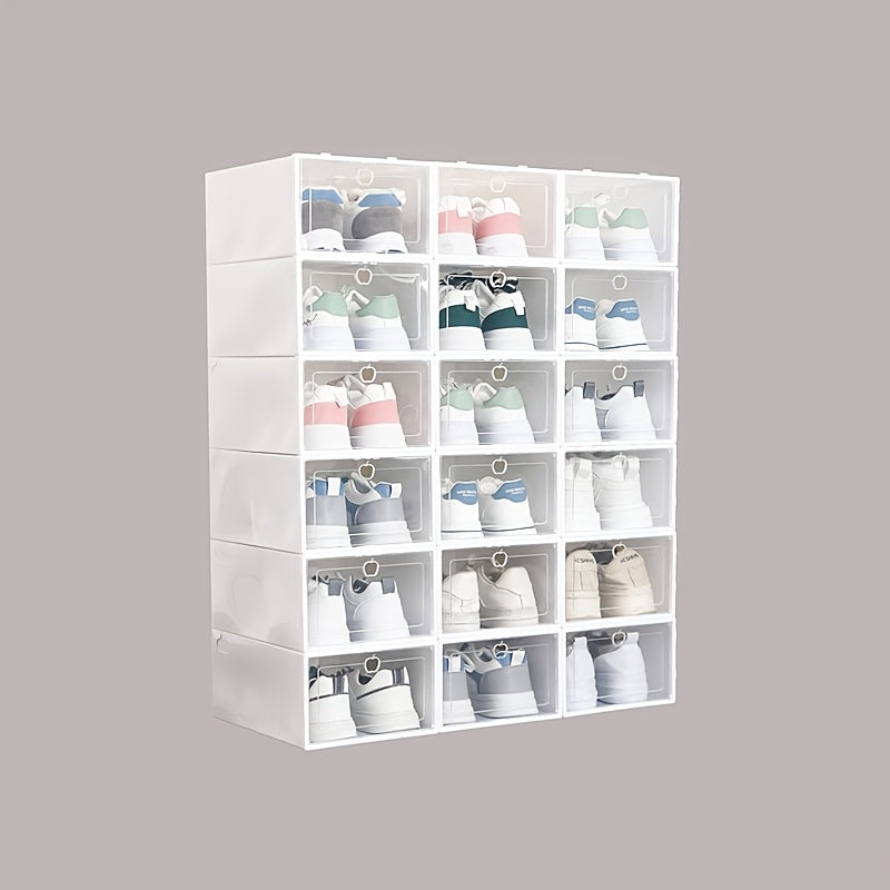 12-Pack Clear Plastic Shoe Storage Boxes with Flip-Top Lid for Closet Organization