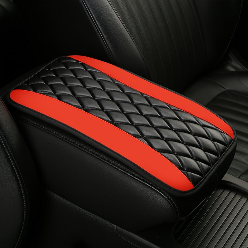 Car Interior Non-slip PU Leather Armrest Pad Cover with Diamond Stitch