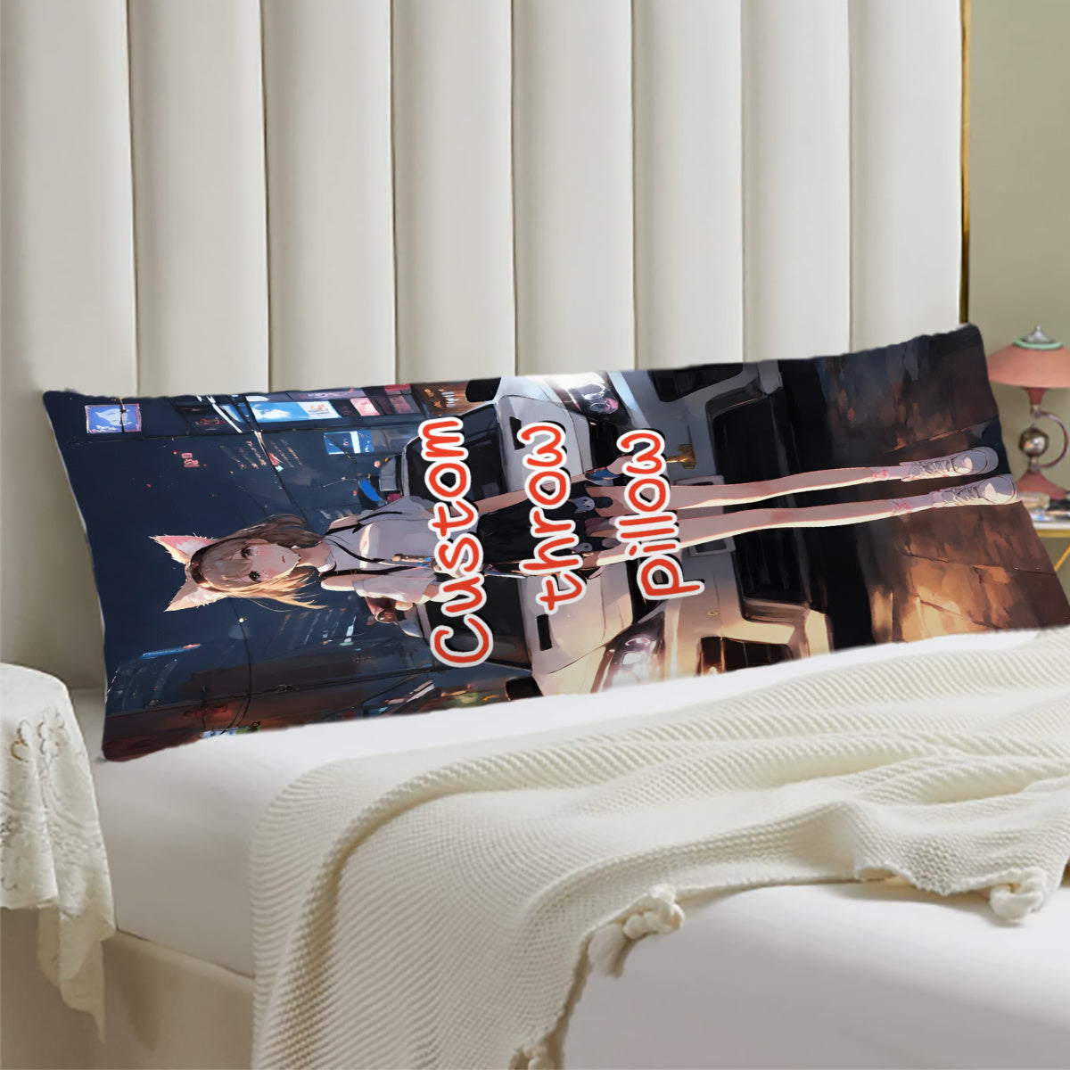 Personalized Long Body Pillowcase with Custom Photo Design Soft Plush Fabric Double-Sided Bedroom Decor