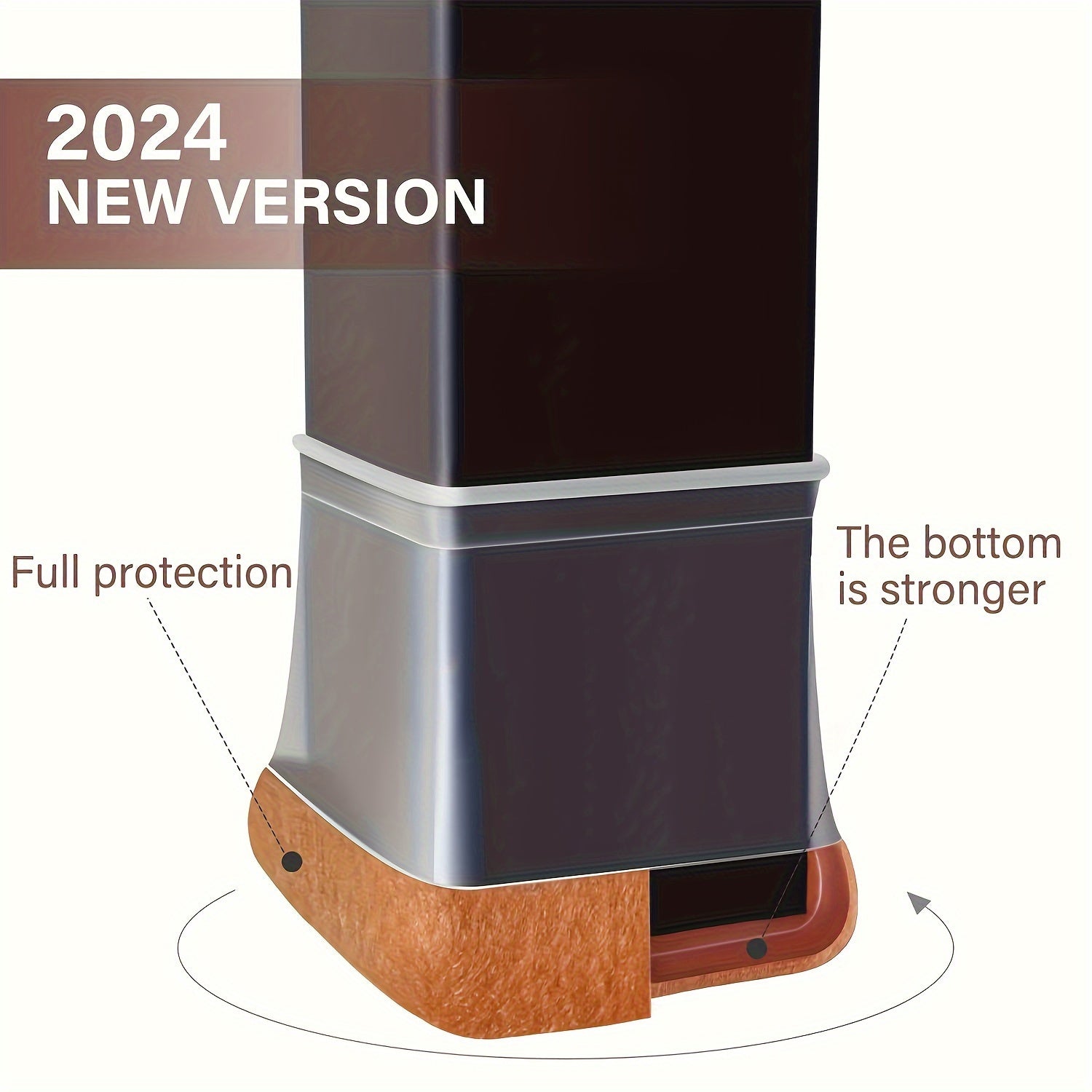 8 dona kvadrat mebel stakanlari to'plami, felt bilan qoplangan, sirpanmaydigan, stul oyoqlarini himoya qilish uchun