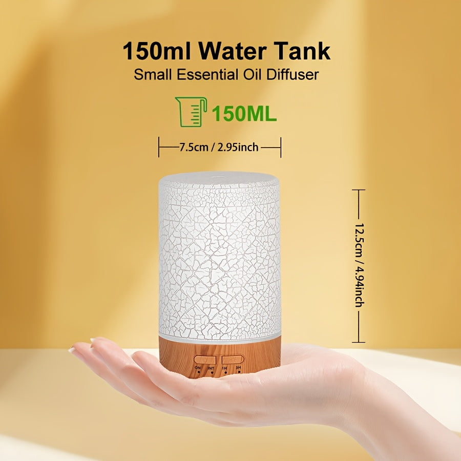 Difusor de aroma mini de 150ml, humidificador de aire con aceites esenciales y luces LED