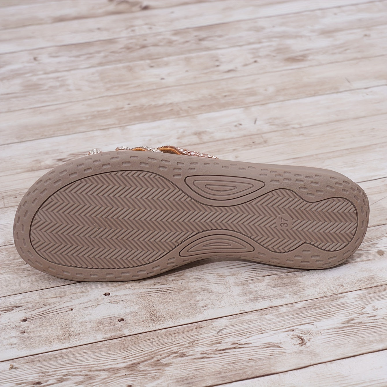 Women's Bohemian Flat Slides Rhinestone Embellished Casual Open Toe Slip-ons