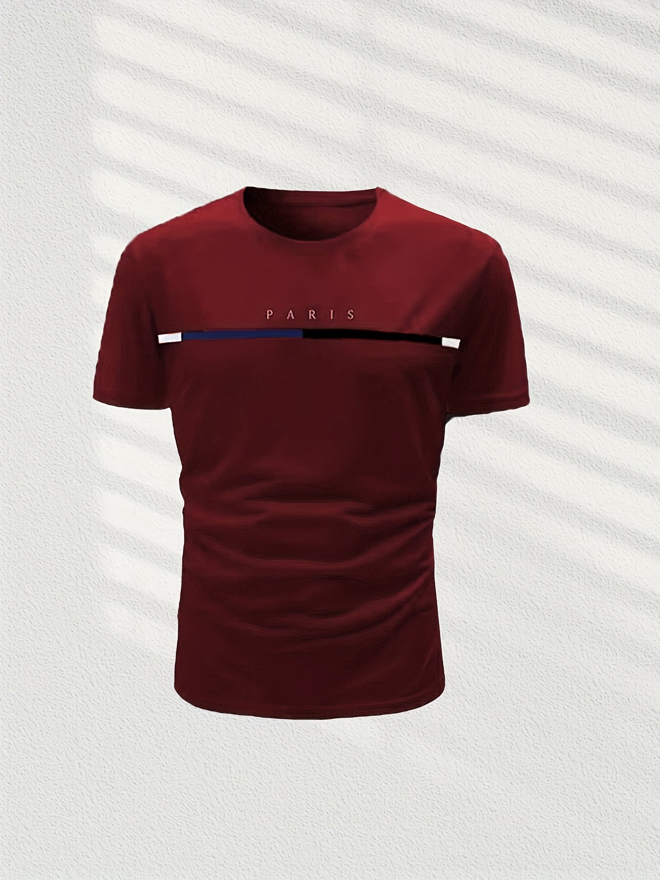 3-Pack Men's Crew Neck T-Shirts with Paris Print and Alphabet Pattern Polyester Knit Medium Stretch Regular Fit