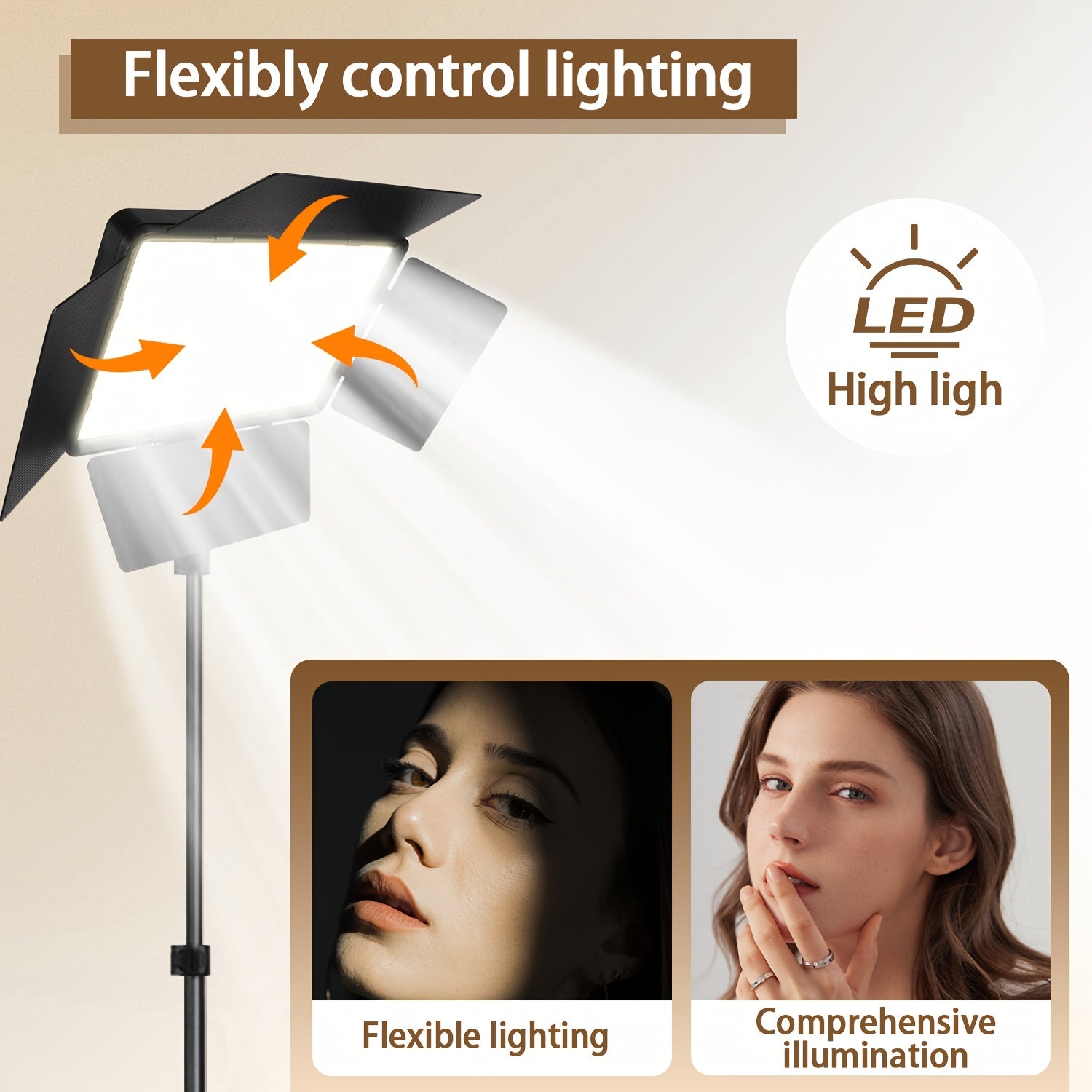 10-Inch LED Square Ring Light with Adjustable Tripod Stand USB Powered 3 Color Temperatures for Studio Photography and Live Streaming