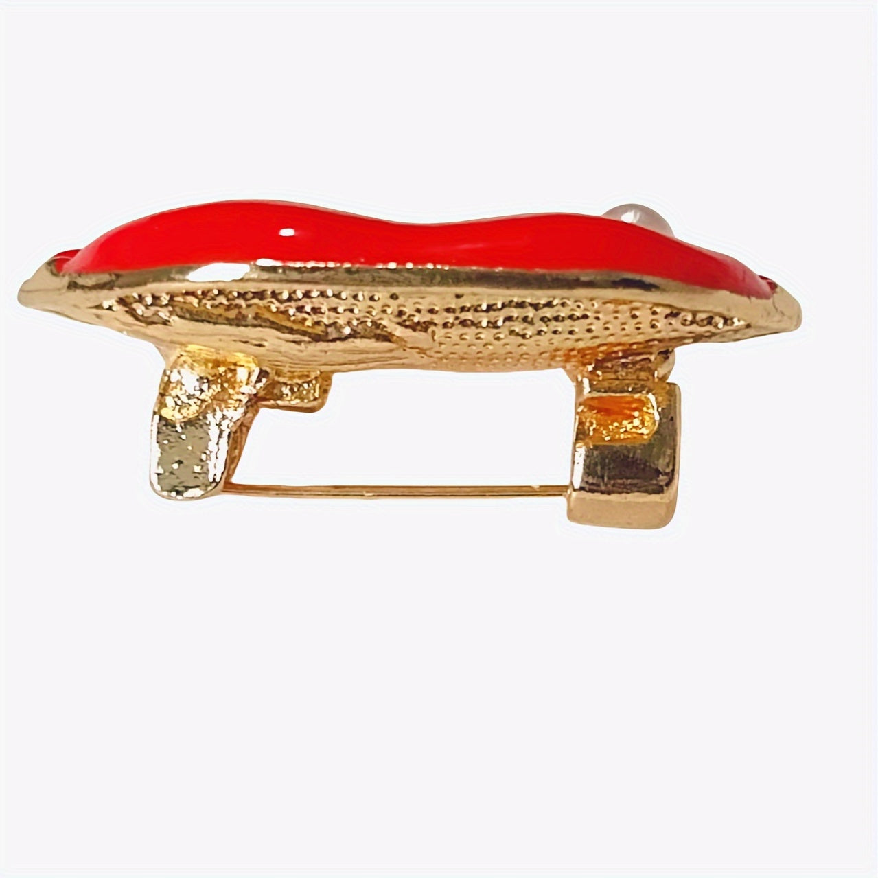 Red Lip Brooch Alloy Square Fashion Accessory for Women 3.81cm x 6.99cm
