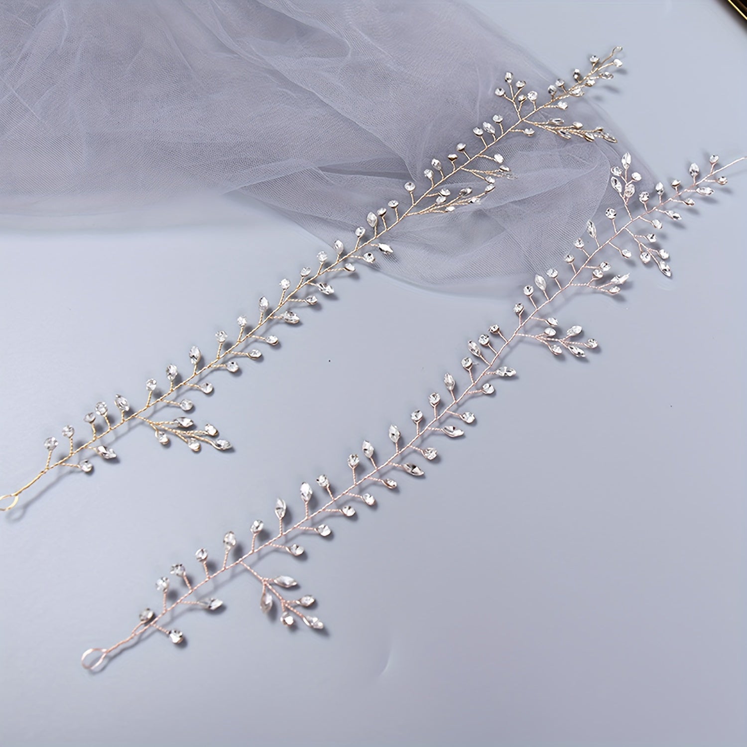 Bridal Hair Vine Rhinestone Beads Leaf Shaped Wedding Hair Accessory