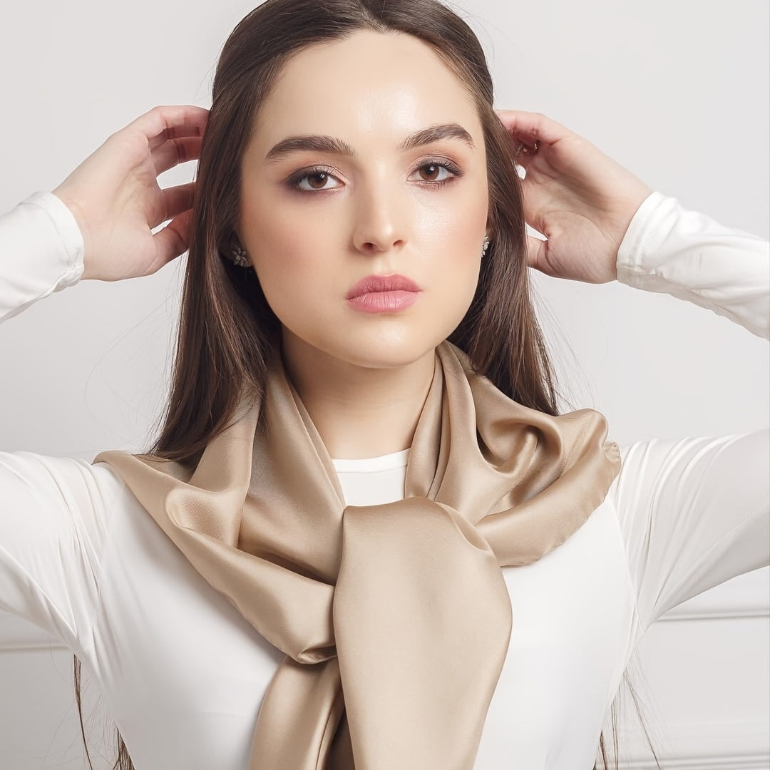 Women's Large Satin Square Scarf Imitation Silk Hair Wrap Gift Elegant Polyester