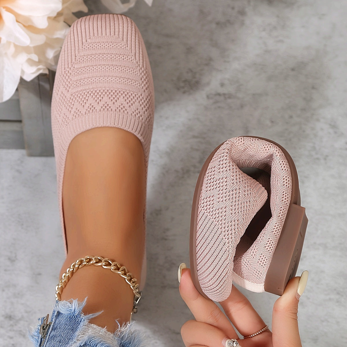 Women's Slip-On Mary Jane Flats Lightweight Square Toe Casual Shoes