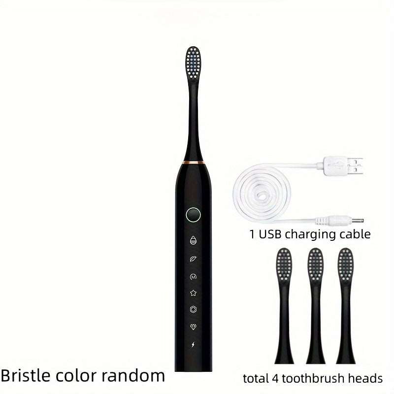 Cepillo de dientes eléctrico recargable con 4 cabezales de cepillo para blanqueamiento y cuidado bucal
