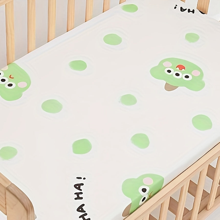 Sábana de tela de punto suave para cuna para recién nacidos y niños pequeños con estampado de animales, no impermeable, lavable a máquina