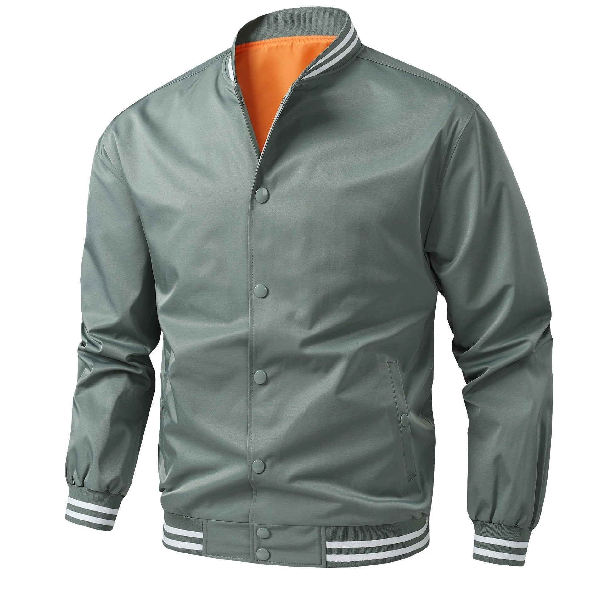 Men's Plus Size Varsity Jacket Lightweight Polyester Preppy Baseball Collar Pockets