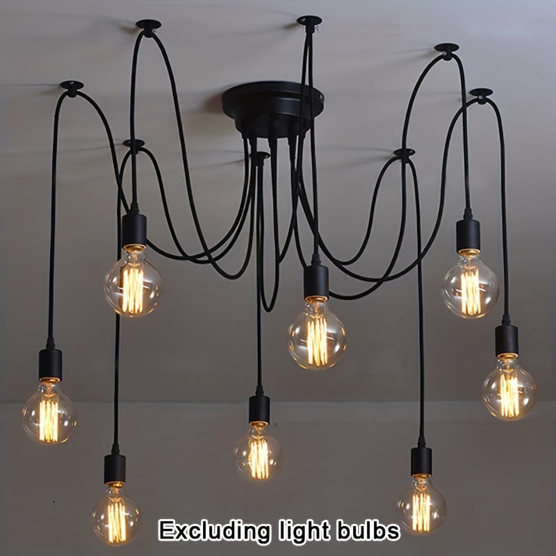 Industrial Chic Adjustable DIY Dining Chandelier with Multiple Heads Pendant Light