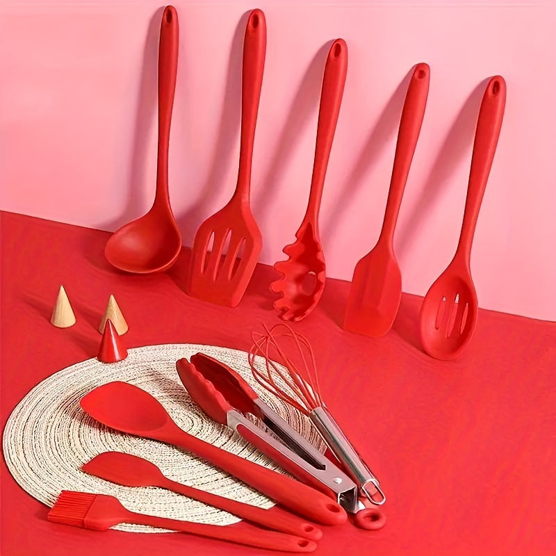 Juego de 10 utensilios de silicona para cocina, resistentes al calor, herramientas de cocina, suministros para hornear