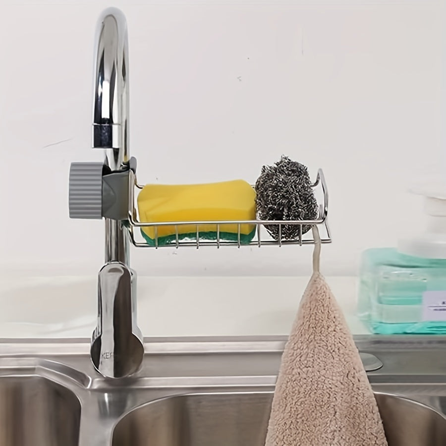 Organizador de fregadero de cocina de acero inoxidable para almacenamiento de esponja y jabón