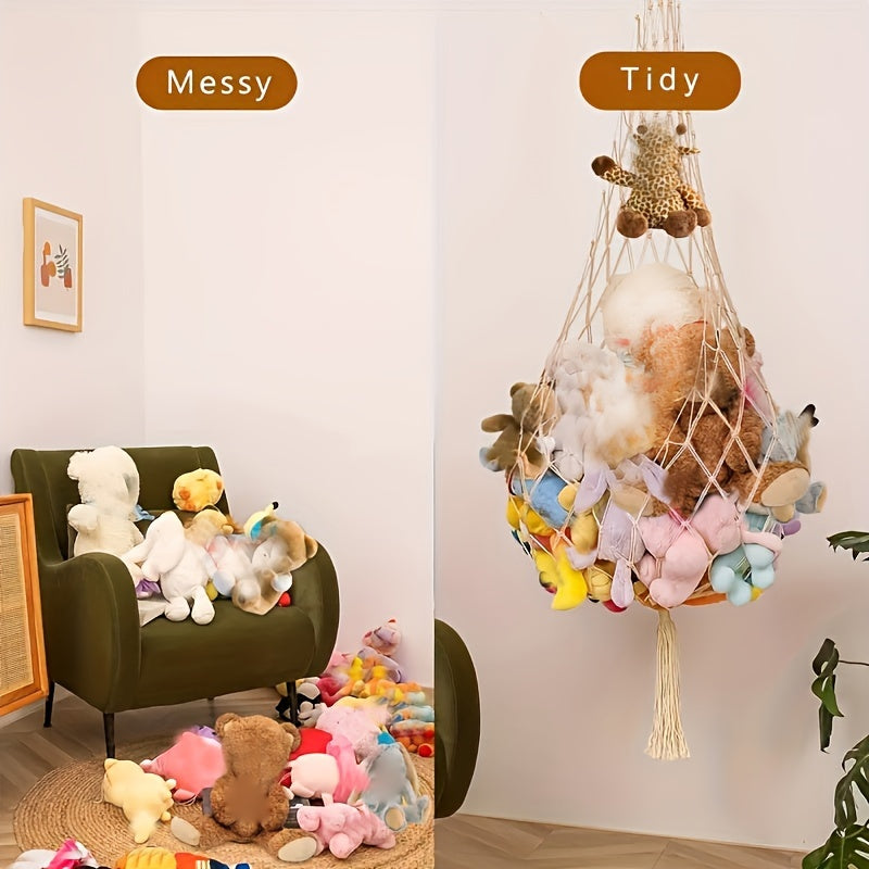 Stuffed Animal Storage Net Hanging Organizer Mesh Doll Net for Bedroom Living Room
