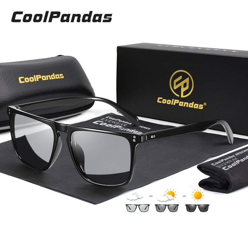 Erkaklar va ayollar uchun kvadrat shaklidagi Photochromic ko'zoynaklar, polarizatsiyalangan, kechqurun haydash uchun anti-yorqinlik