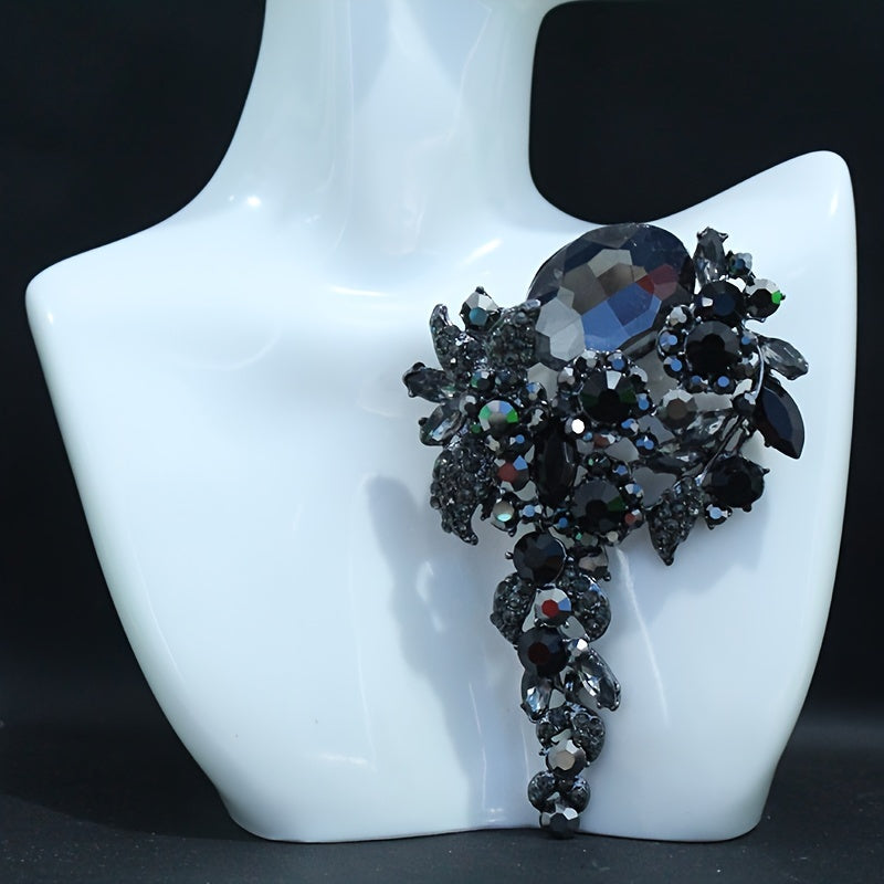 Women’s Rhinestone Flower Brooch Pin Elegant Statement Jewelry