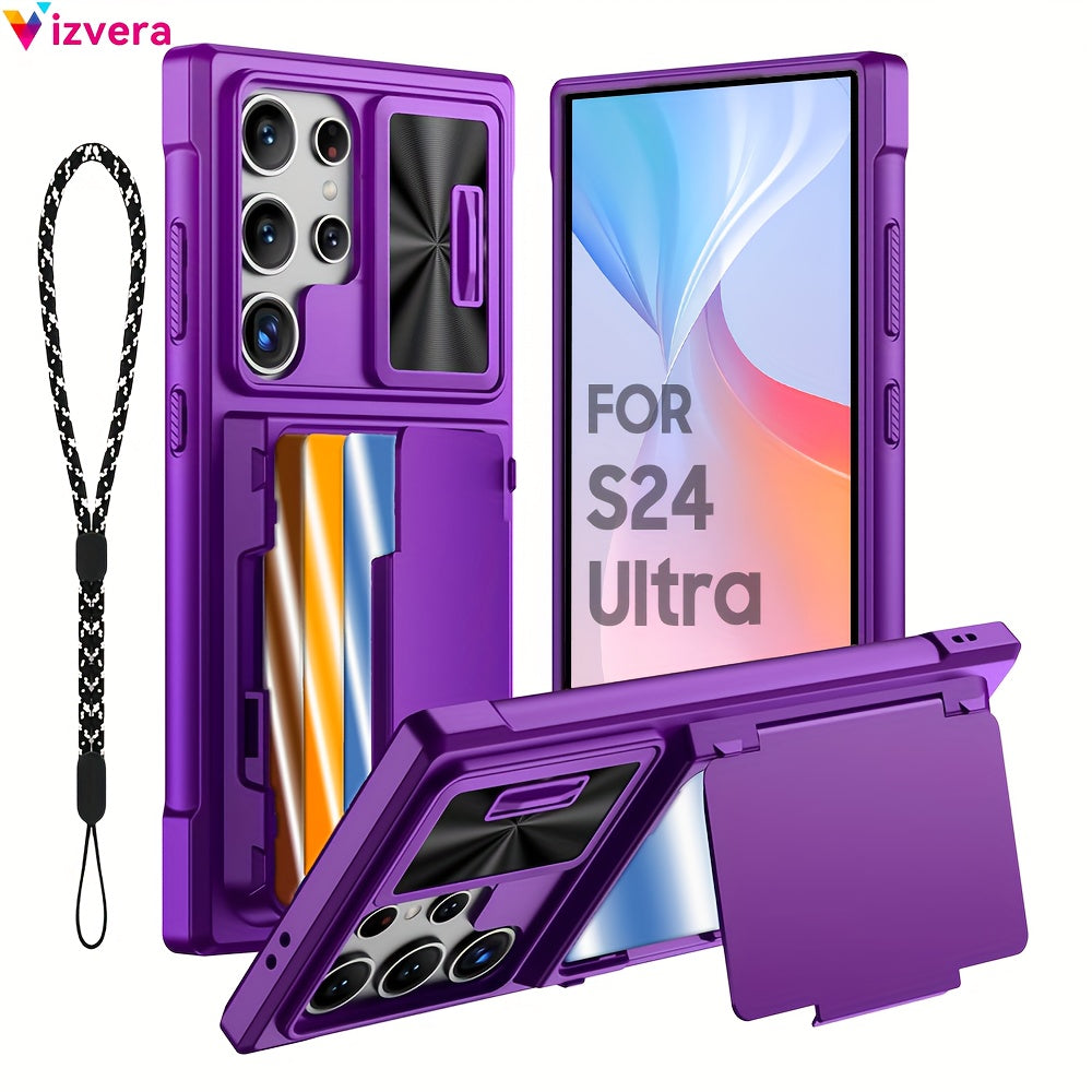 Samsung Galaxy S24 Ultra Wallet Case with RFID Blocking Card Holder and Kickstand