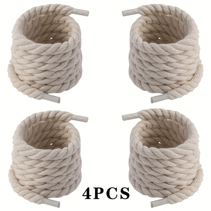 Unisex Woven Shoelaces 4 Pairs Durable Lightweight Canvas Sneakers Bold Colors