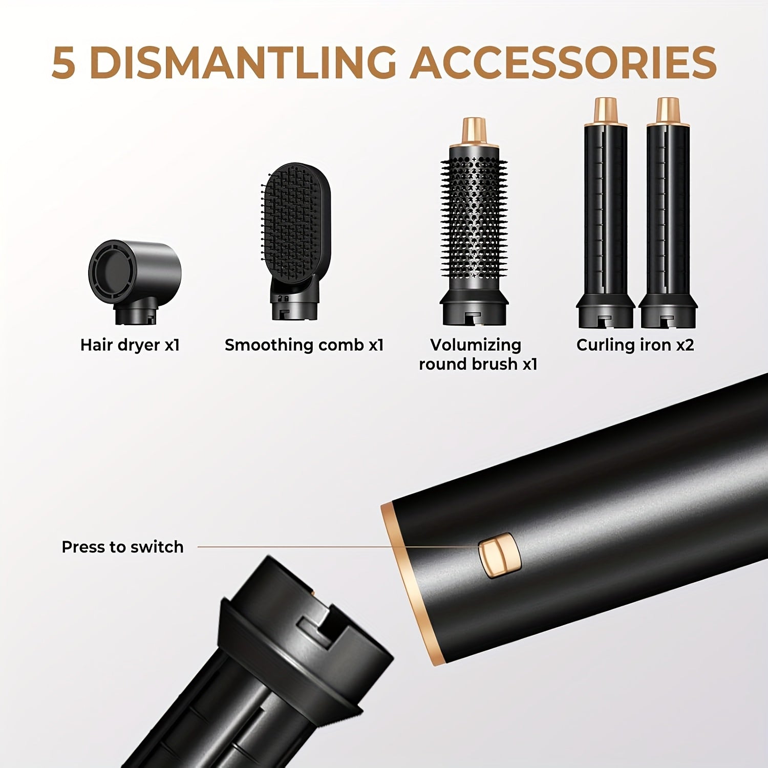 5-in-1 Air Styling Tool for Hair Blow Dryer Straightener Curling Volume