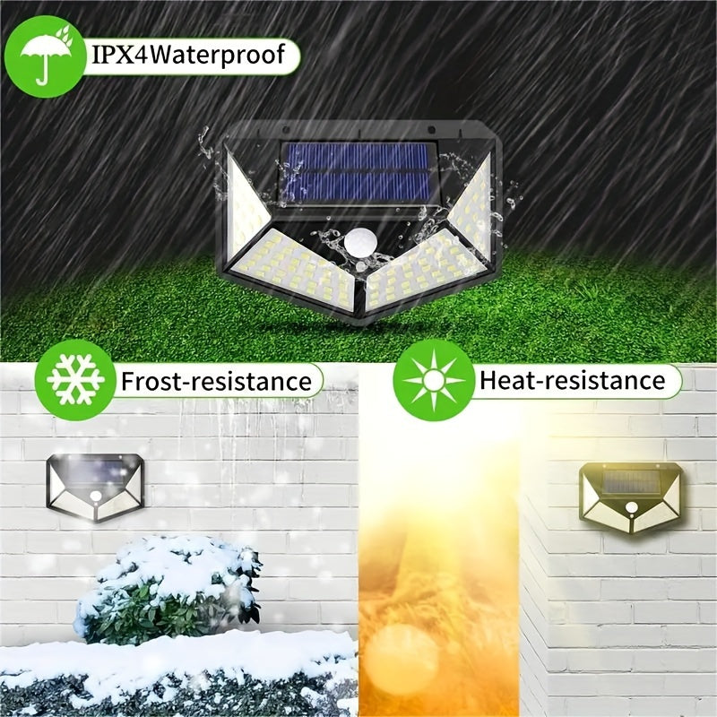4-Pack Solar Motion Sensor LED Wall Lights 100 LEDs Outdoor Waterproof Security