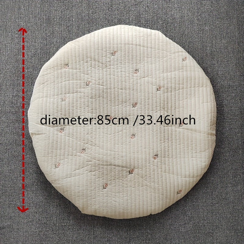 Breathable Cotton Playmat with Embroidery Removable Washable Soft and Plush for Babies