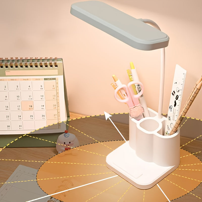 LED Desk Lamp with Touch Control Adjustable Gooseneck Rechargeable Battery White for Home Office Dorm Reading