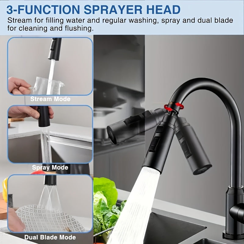 Faucet Extender with Rotating Spout and Universal Connector for Splash Prevention