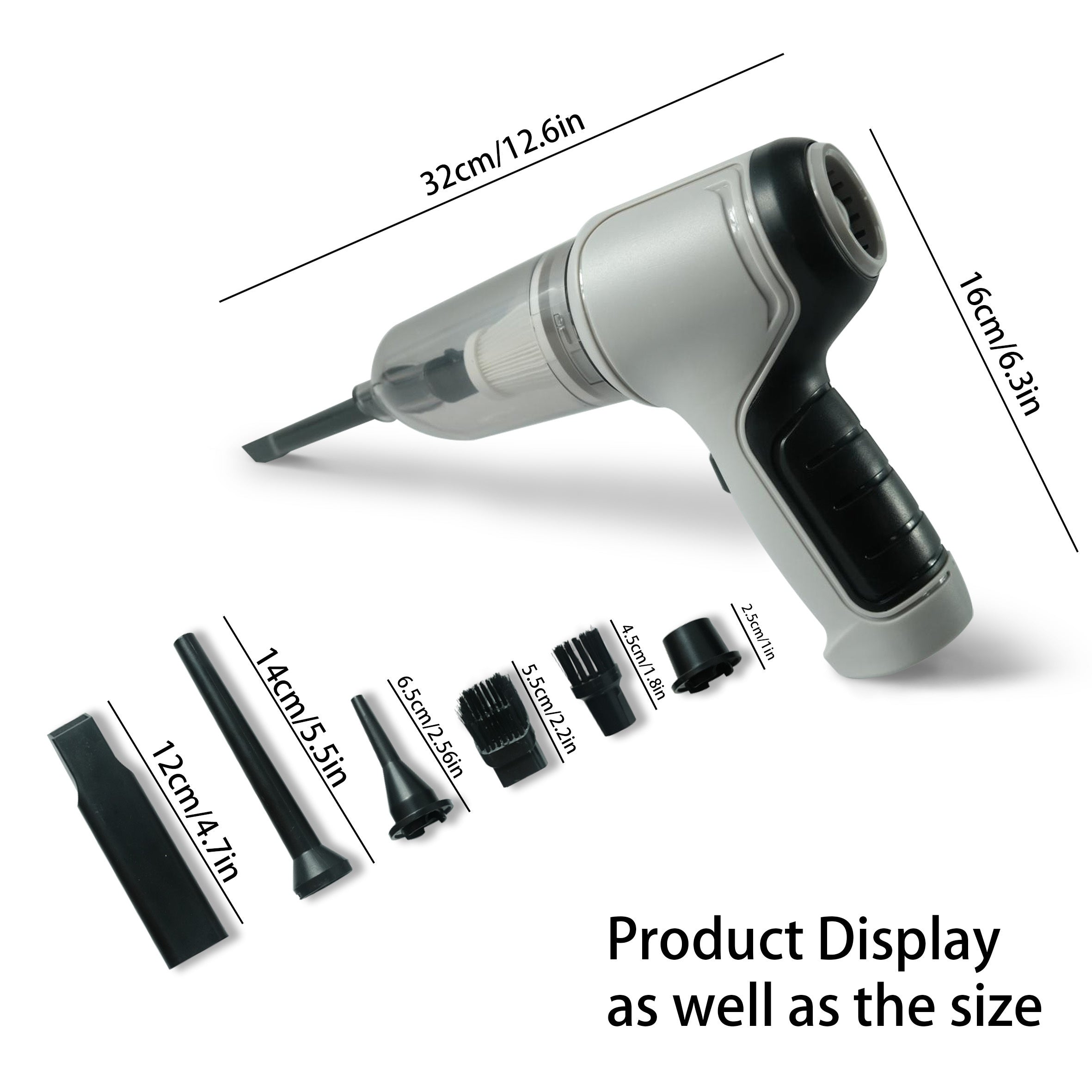 Portativ, simsiz mini qo'l vakuum tozalagichi avtomobil va uyda foydalanish uchun. Yuqori samaradorlik bilan USB orqali zaryadlanadi. Uy hayvonlari sochlarini tozalash uchun ideal. Kulrang/Yashil rang.