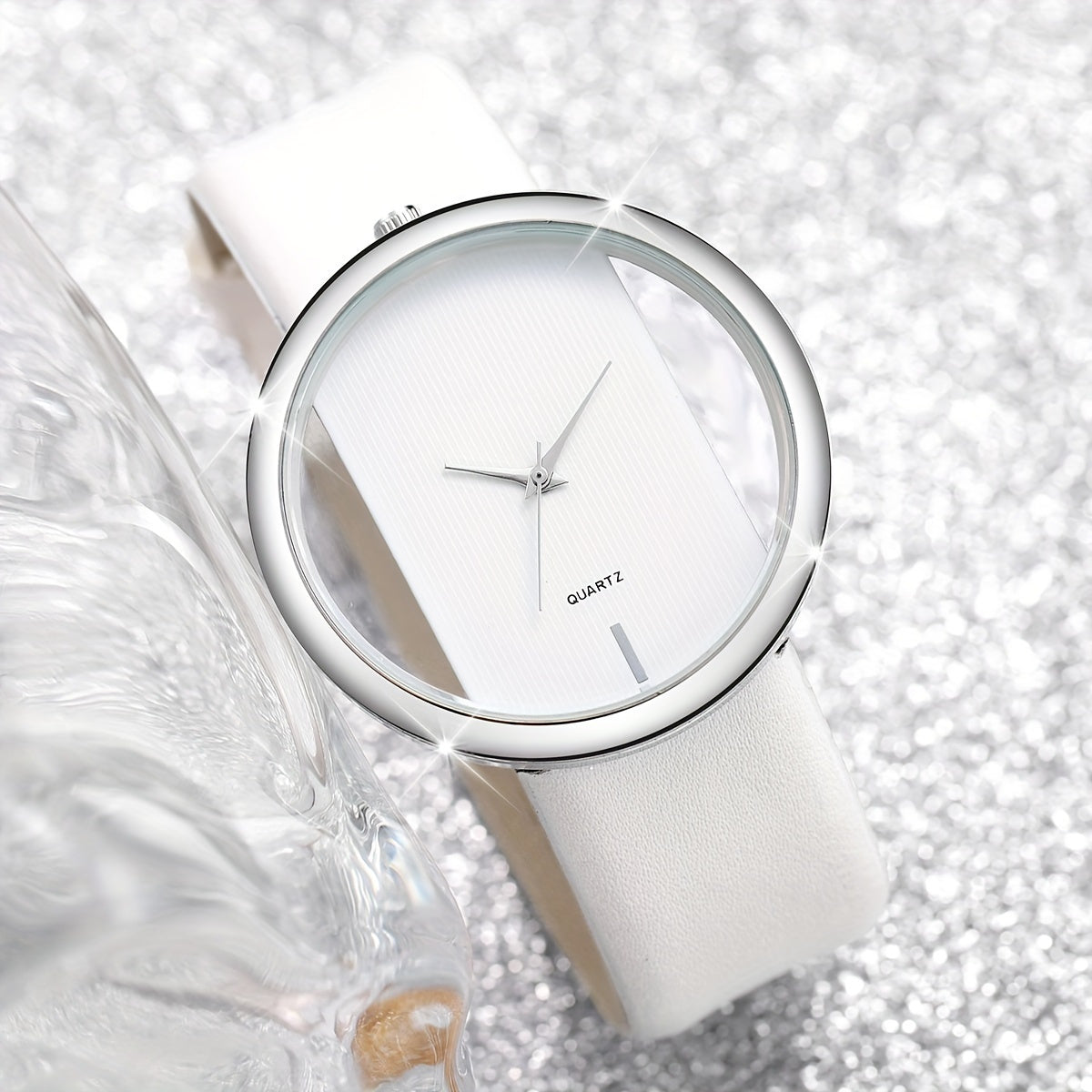 Women's Fashion Watch Set with Skeleton Dial and Leather Bracelet