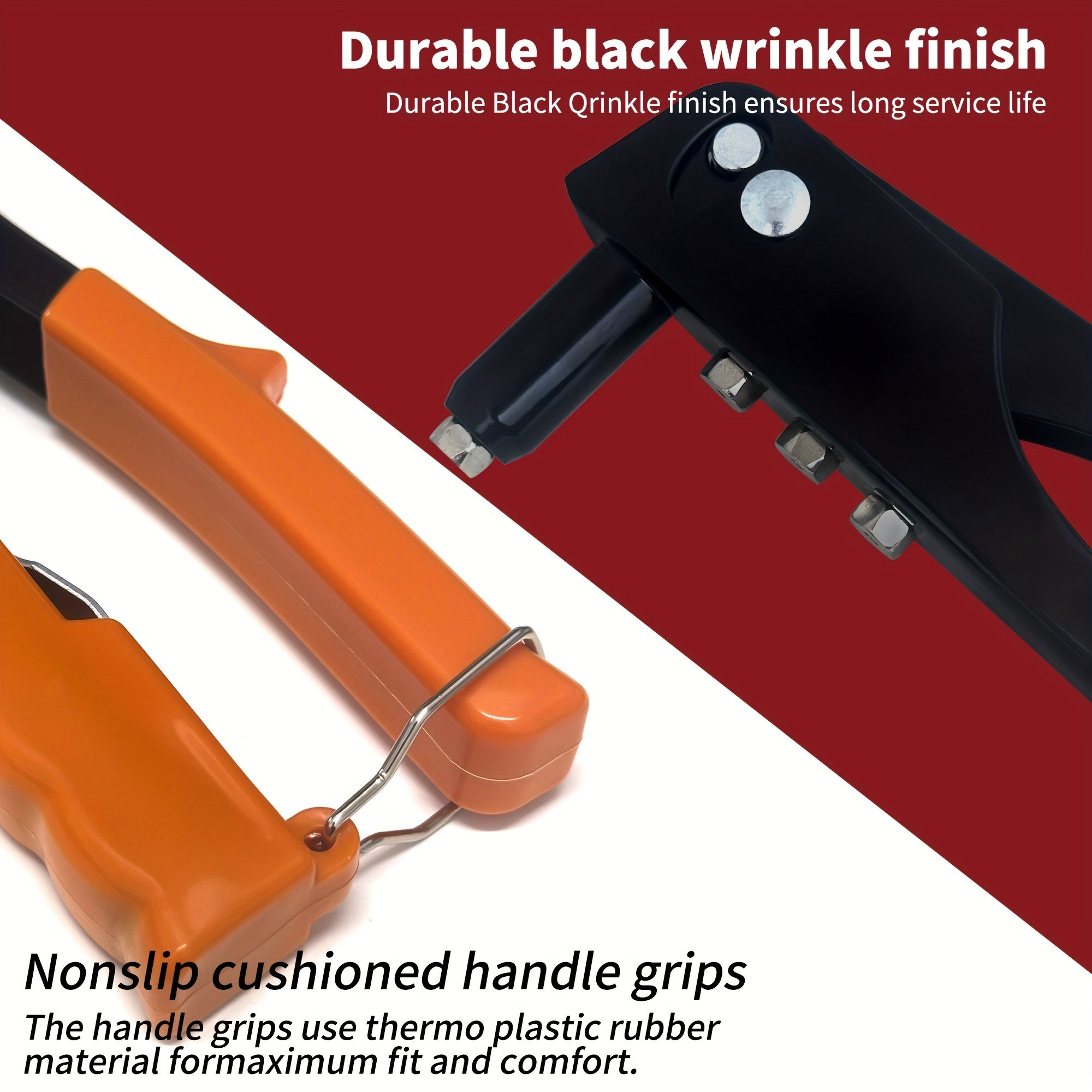 Тяжелый ручной заклепочник с 4 насадками и 120 заклепками для металла, пластика, кожи