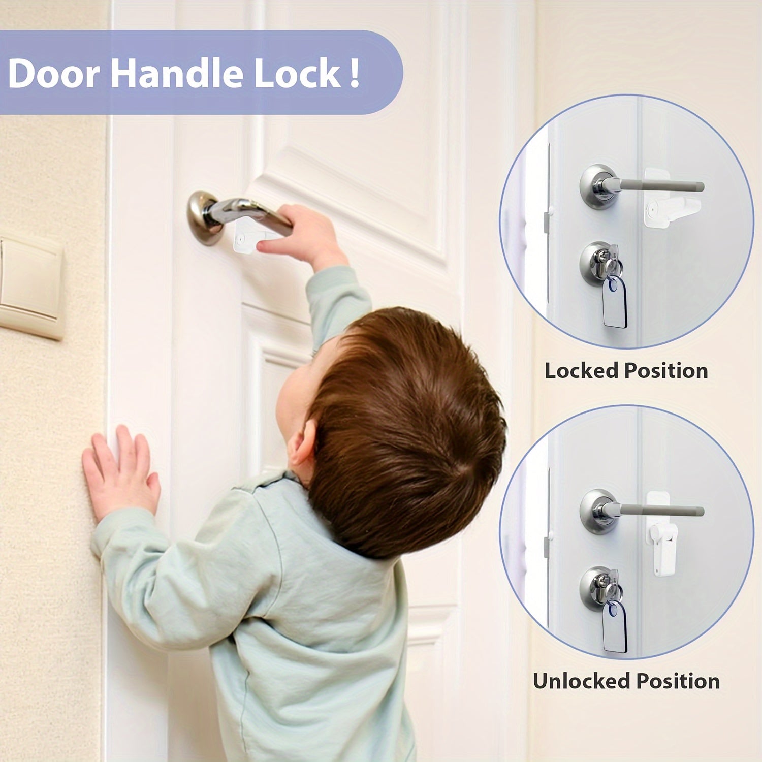 Set of 2 Door Handle Locks for Home Security Easy Installation