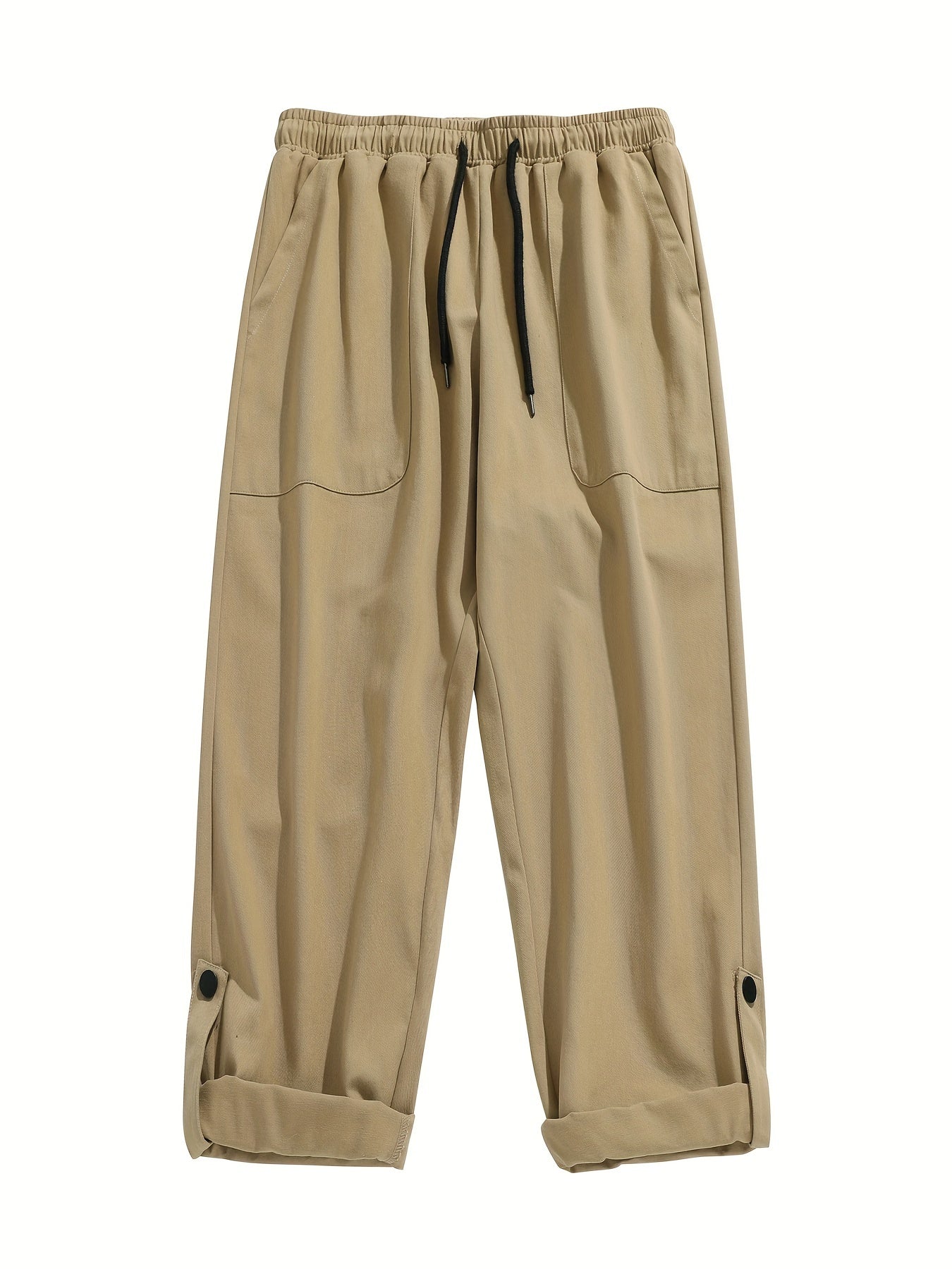 Men's Cotton Cropped Pants with Pockets Casual Loose Fit for Outdoor Activities