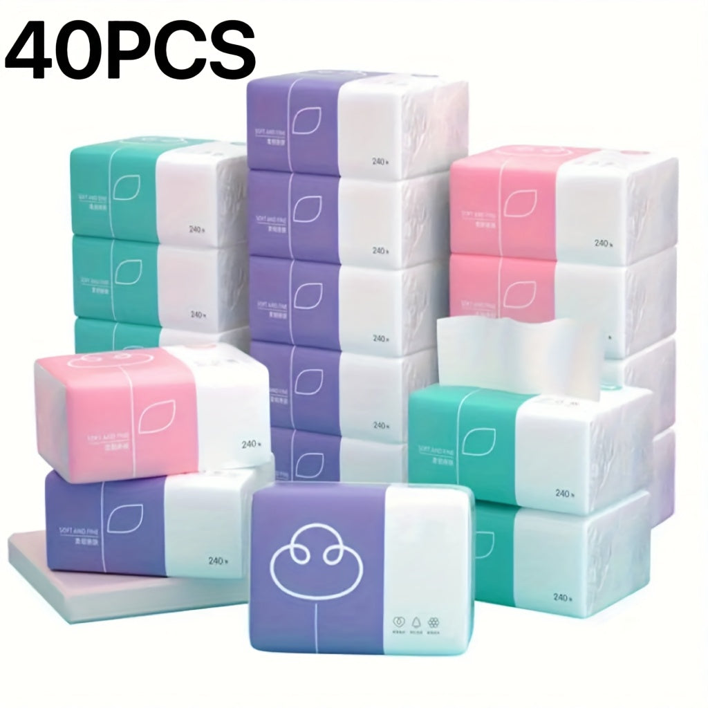 40 Sheets Ultra-Soft Embossed Paper Towels for Home Car and Commercial Use