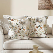 Velvet Decorative Pillow Covers Set 45.72cm Floral Butterfly White for Living Room Bedroom